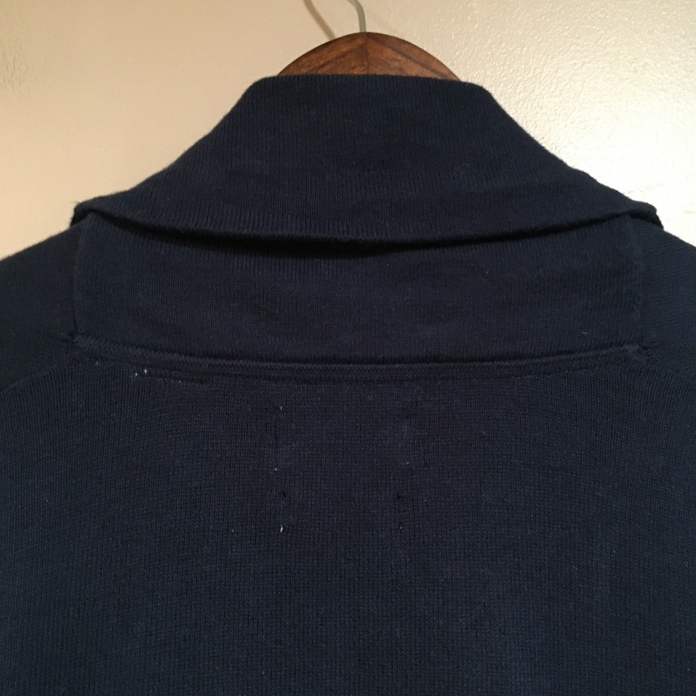 Cotton Cashmere Open Cardigan Sweater Womens M Navy Blue Classic Capsule Luxury - Picture 8 of 11